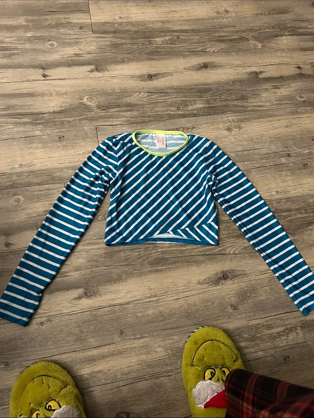 Cat & Jack Blue and White Striped Long-Sleeve Kids Swim Top